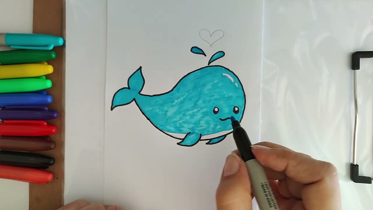 Dibuja una Ballena azul fácil y divertida para todos y anima tu día.