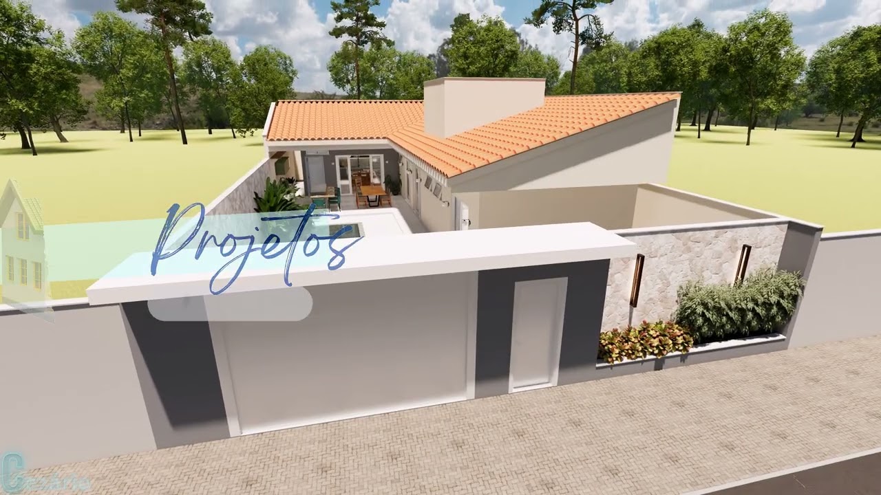 PLANTA BAIXA-Casa em L Moderna e Aconchegante com 136,85m&sup2; - Interior Surpreendente  .C&oacute;d331A