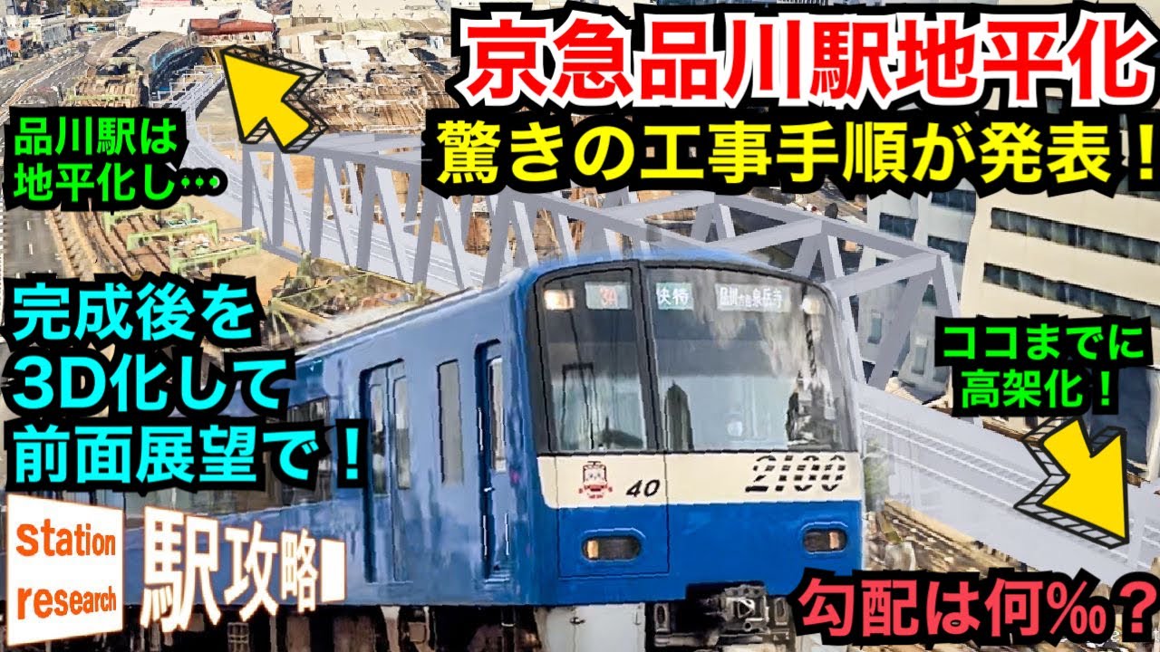 【驚きの工事手順】京急品川駅地平化による急勾配は？3D化し前面展望などで巡る！【超難工事】■駅攻略