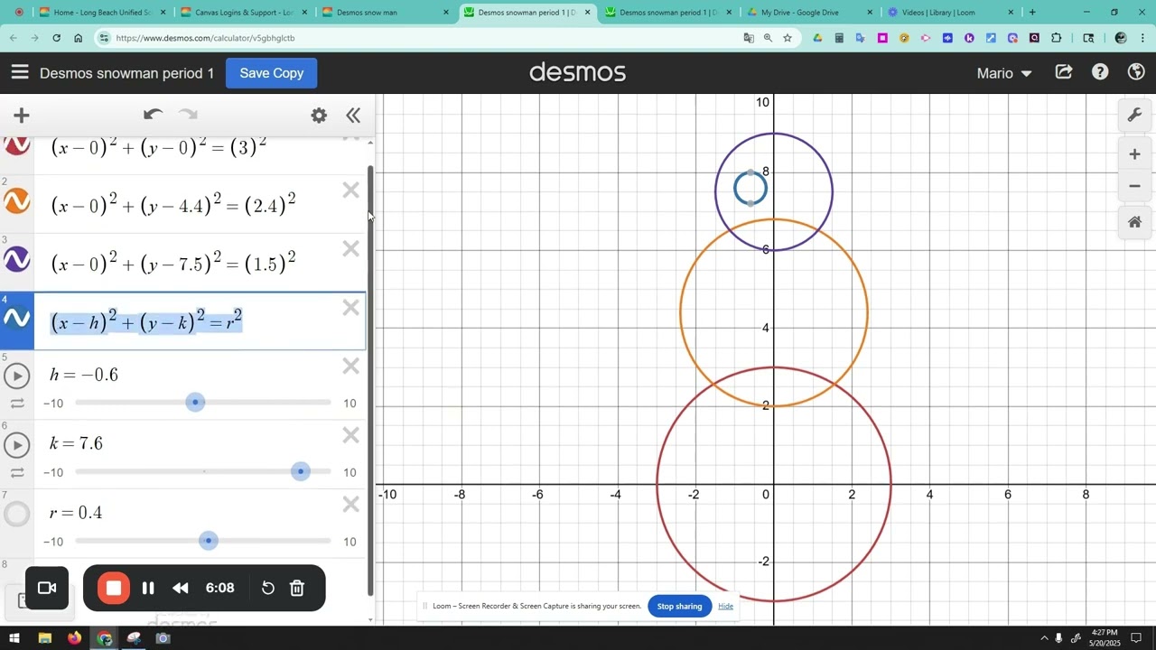 How to Build a Snowman Using Desmos Equations