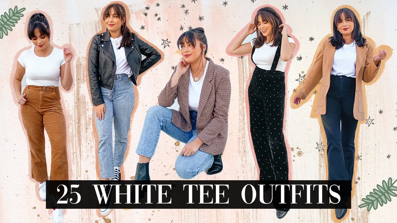 25 WAYS TO STYLE A WHITE TEE // Basic Tee Outfit Ideas ♡