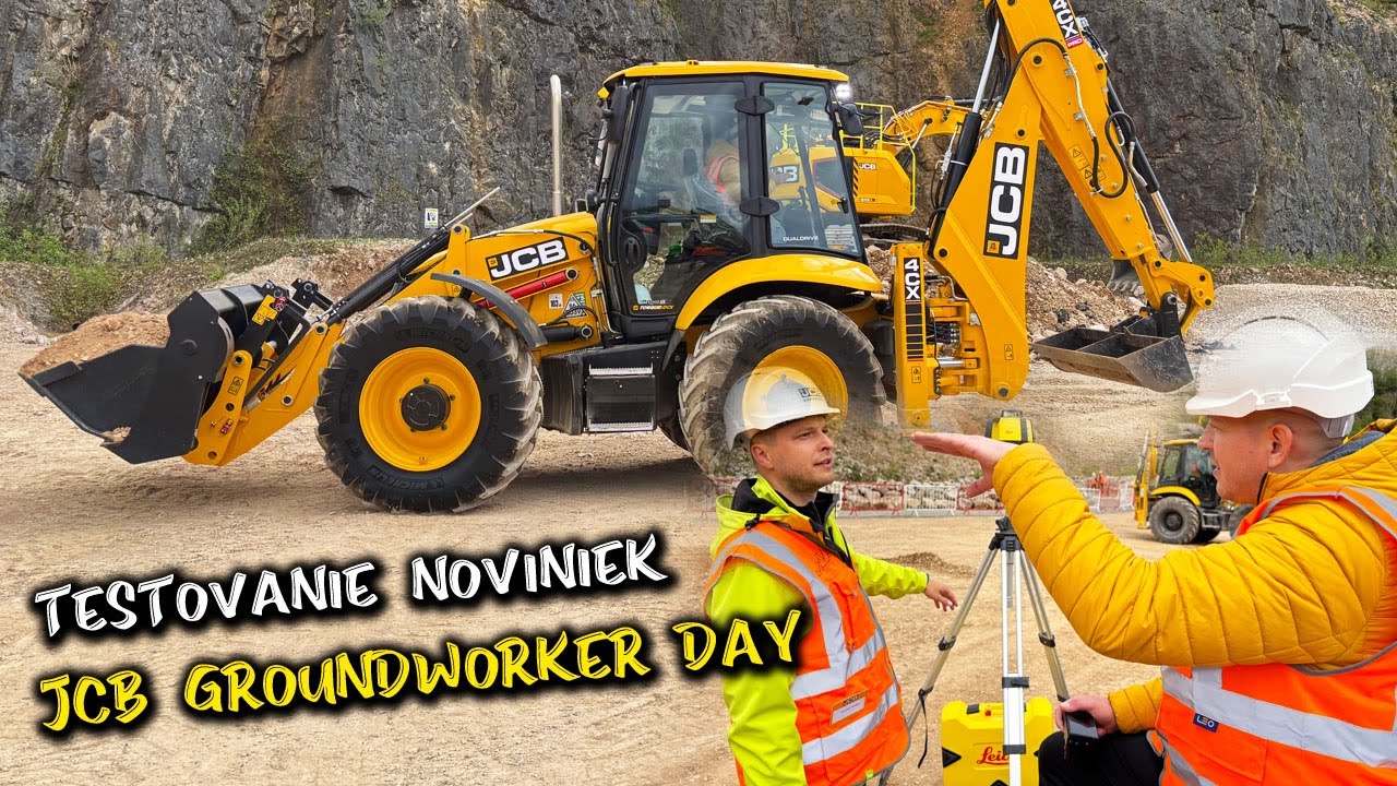 JCB Groundworker day | Nové rýpadlo-nakladače JCB | Testovanie strojov v kameňolome (titulky)