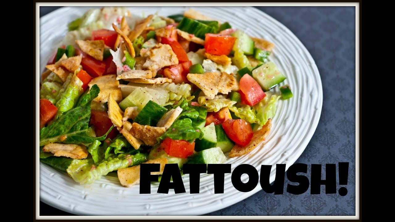 Fattoush--Arab salad with pita croutons  Feast in the Middle East:Episode 16