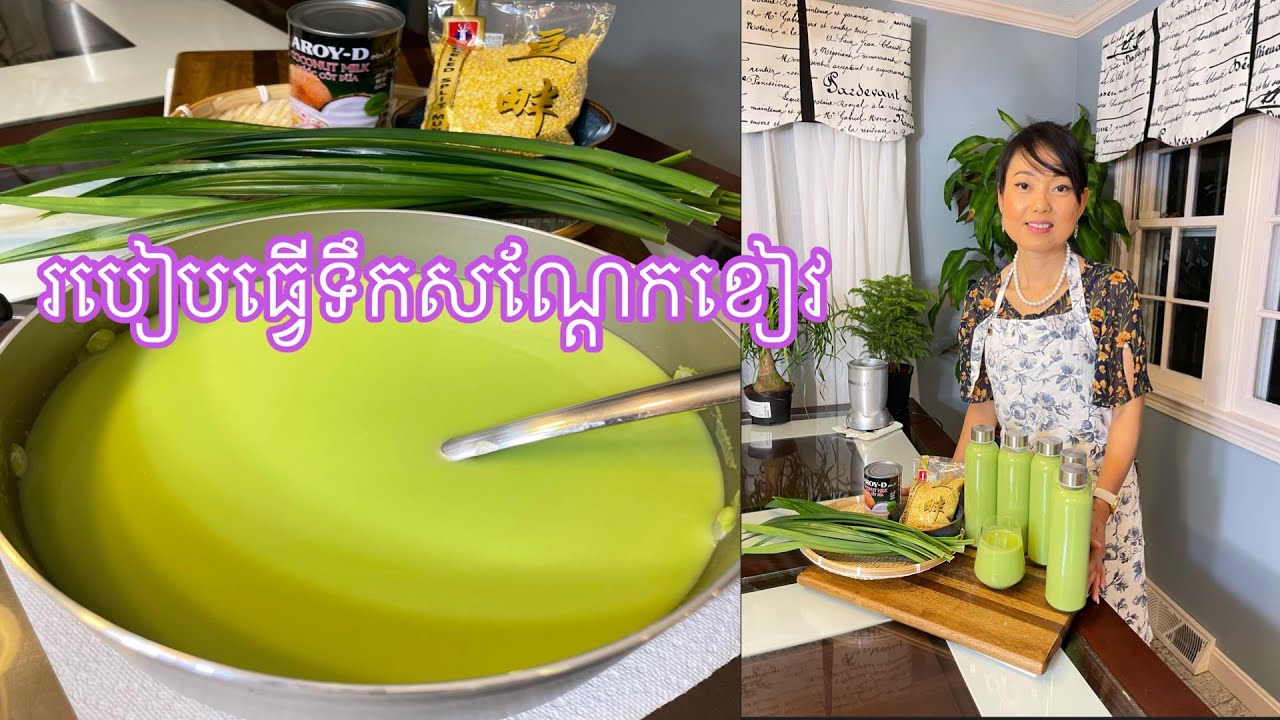 របៀបធ្វើទឹកសណ្តែកខៀវឈ្ងុយឆ្ងាញ់  ||  HOW TO MAKE MUNG BEAN MILK.