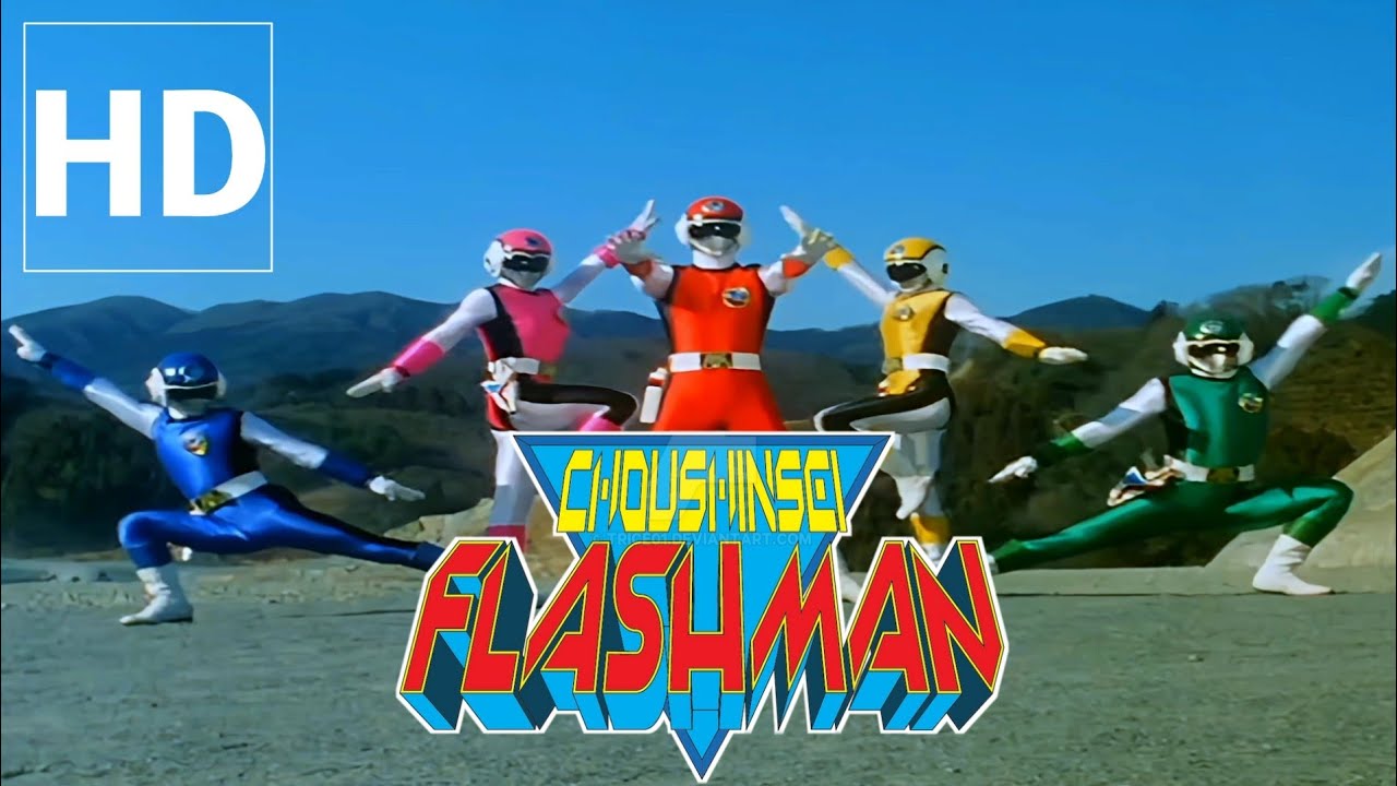 Choushinsei Flashman Henshin and Roll Call (HD - 60fps)