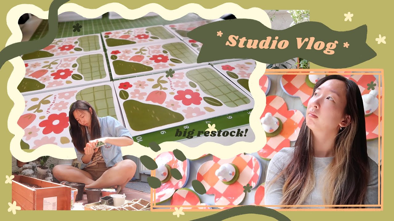 Art Vlog ✿ A Week Before BIG SHOP UPDATE!! Spring Gardening, Stickers, Prints & Some Family Time~