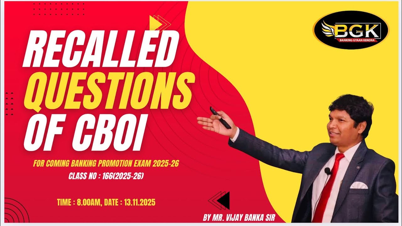 Recalled Questions of CBoI Exam 2025 | Part 1 | Must-Watch for Promotion Aspirants (13.11.2025)
