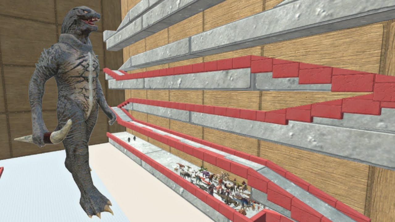 GODZILLA HUMAN HUNT DINO GROUND UNITS - Animal Revolt Battle Simulator