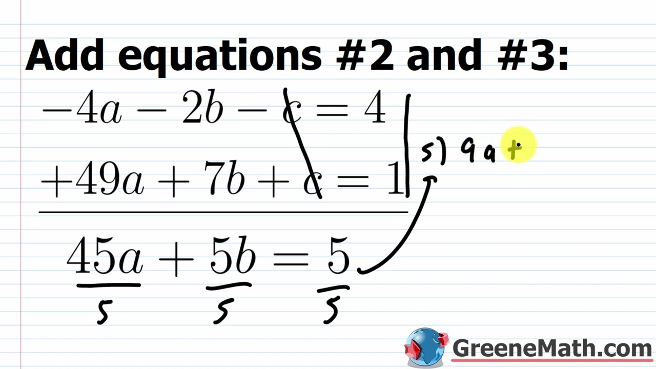 Finding the Equation of a Parabola Given Three Points Practice Test Full Solutions