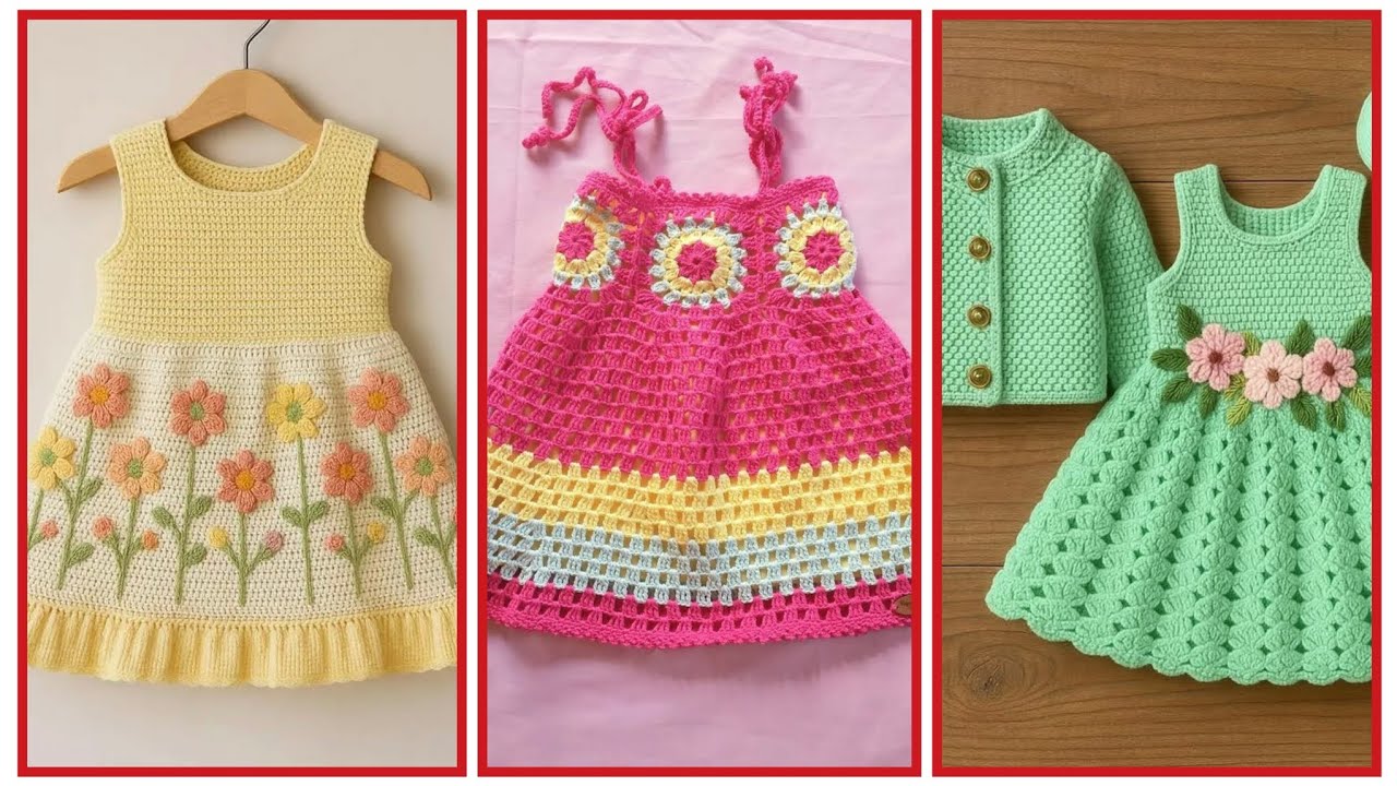 Beautiful ❤️ new crochet kids frocks 