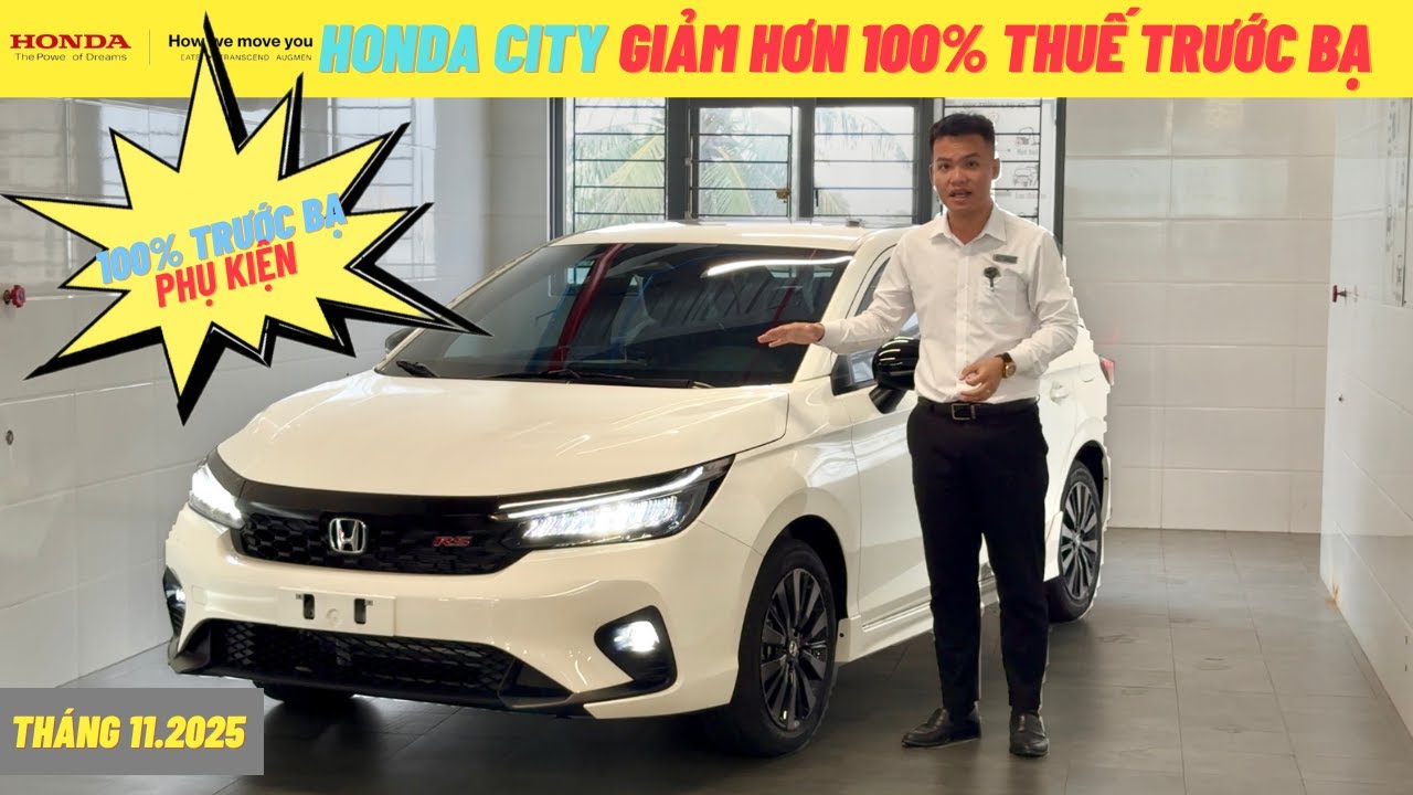 Honda City Rs Giảm hơn 100% Trước bạ | Gi&aacute; lăn b&aacute;nh Honda City th&aacute;ng 11.2025 | Trả g&oacute;p Honda City RS