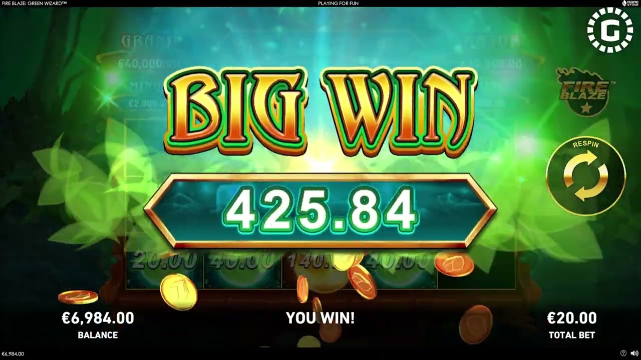 Fire Blaze: Green Wizard by Rarestone Gaming Slot Features | GamblerID