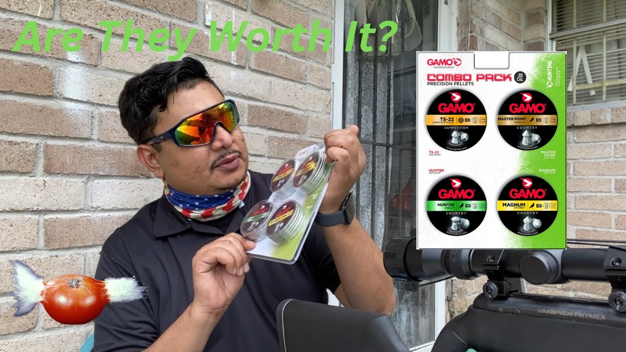 TESTING OUT Gamo Combo Pack Assorted Air Rifle PelletS .22 Caliber (SLOW MO) Tomato shot 🍅
