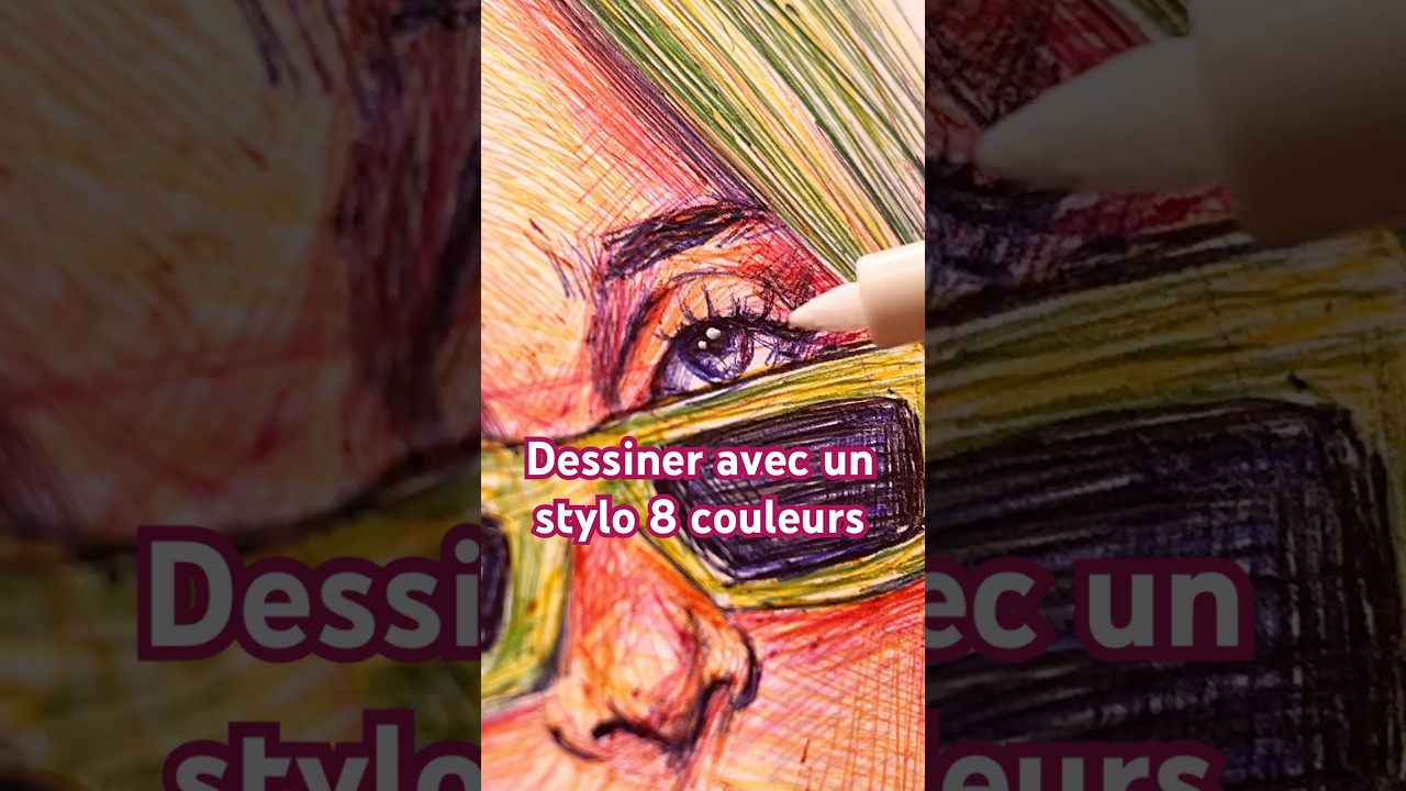 Dessiner avec un stylo 8 COULEURS 🌈 #dessin #artchallenge #billieeilish