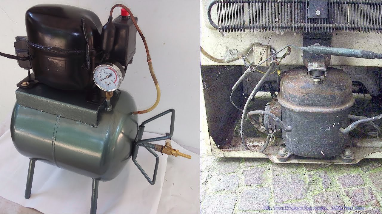 How to make Homemade Silent Air Compressor from old Refrigerator&rsquo;s Compressor