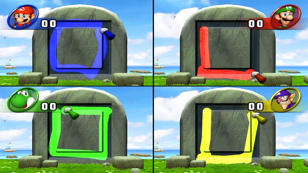 Mario Party 8 - Grabby Gridiron and Other Minigames - Mario vs Luigi vs Yoshi vs Waluigi
