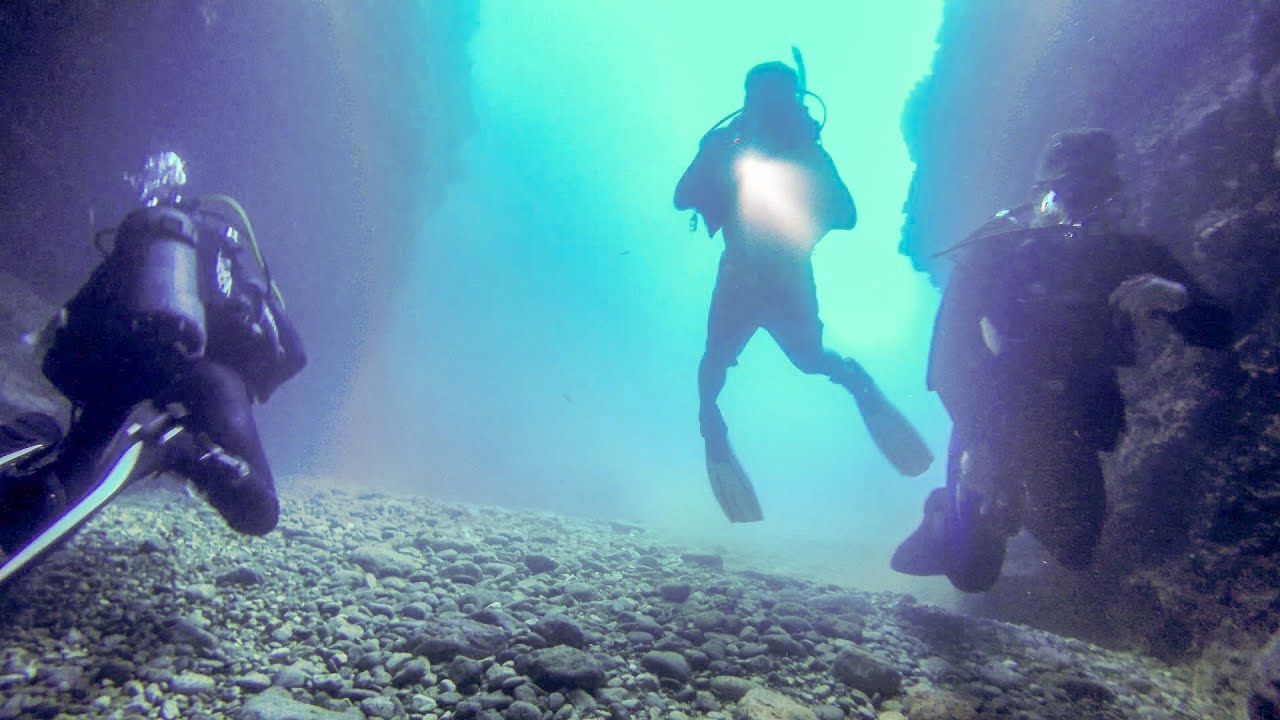 Cave Scuba Diving in the Sea of Taormina, Sicily, Italy