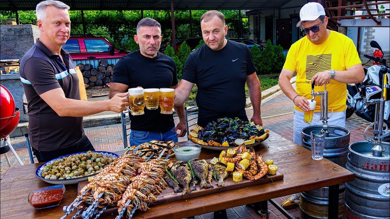 120 LITARA PIVA za jelo! ŠKARLIČ OD ŠKAMPA! GEORGY KAVKAZ KUHA MORSKI PLODOVI