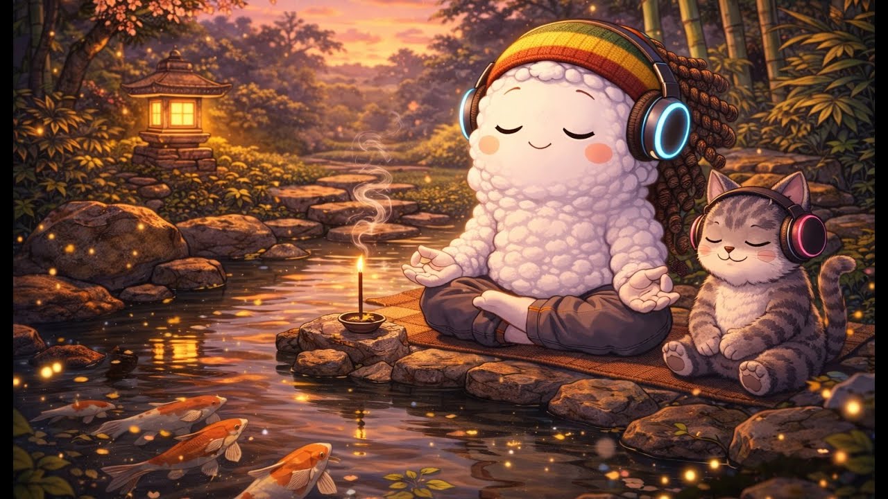 Cloudy Meditating by the Pond ✨ Peaceful Lo Fi for Relax & Study