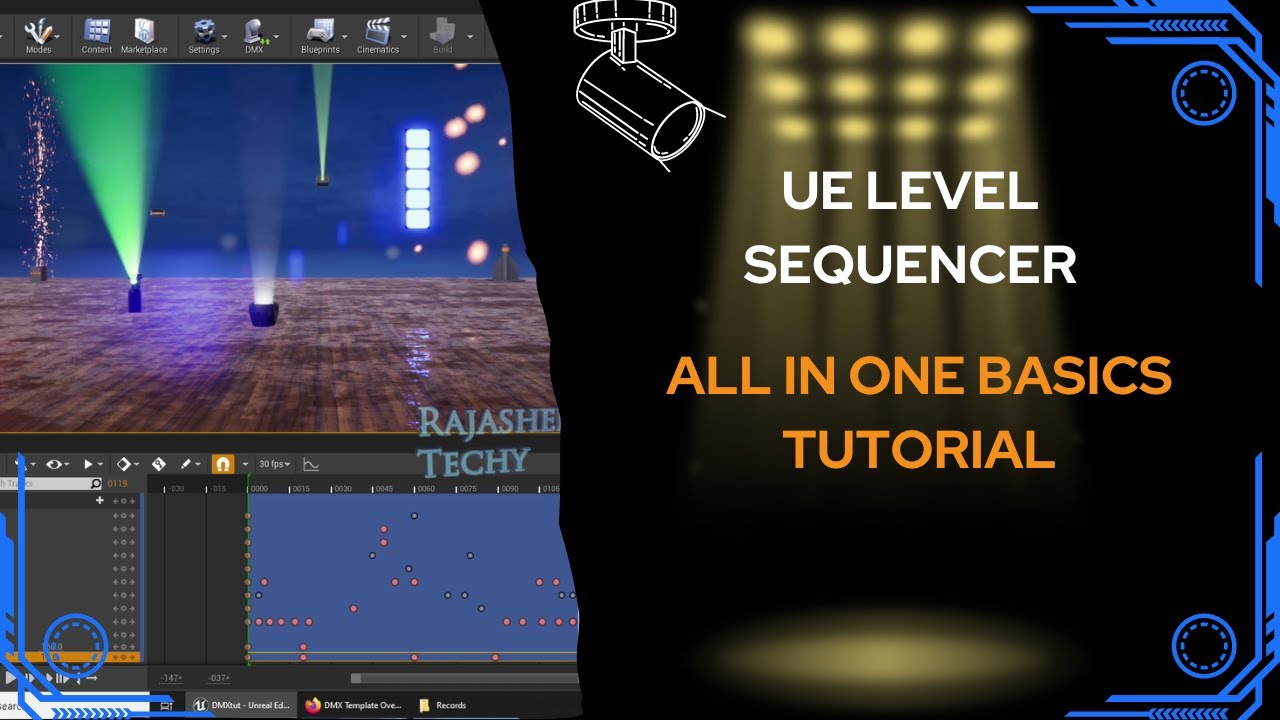 How to simulate DMX | Level Sequencer unreal engine 4.26 | lights pyro laser fireworks strobe water