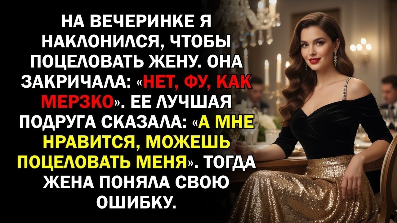 На вечеринке я наклонился, чтобы поцеловать жену. Она закричала: «Нет, фу, как мерзко». Ее...