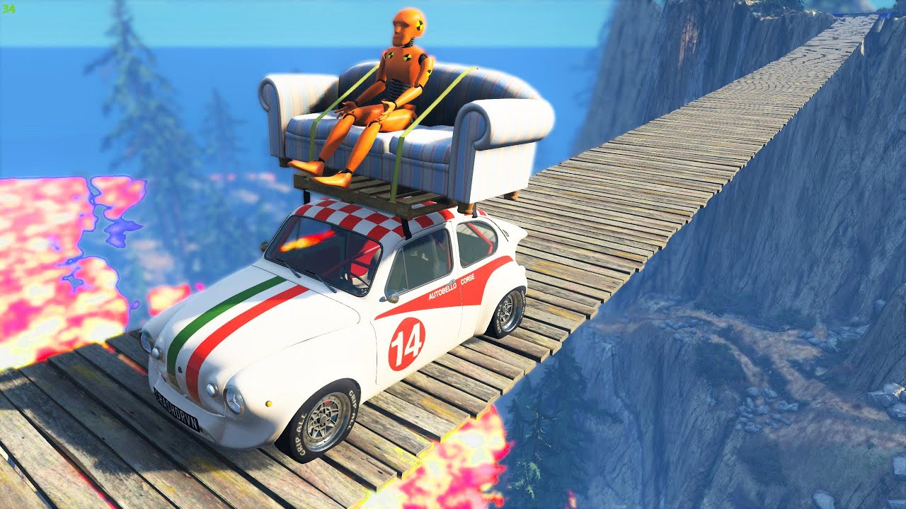 Cars vs Lava vs Suspension Bridge - BeamNG Drive | CRASHdriven