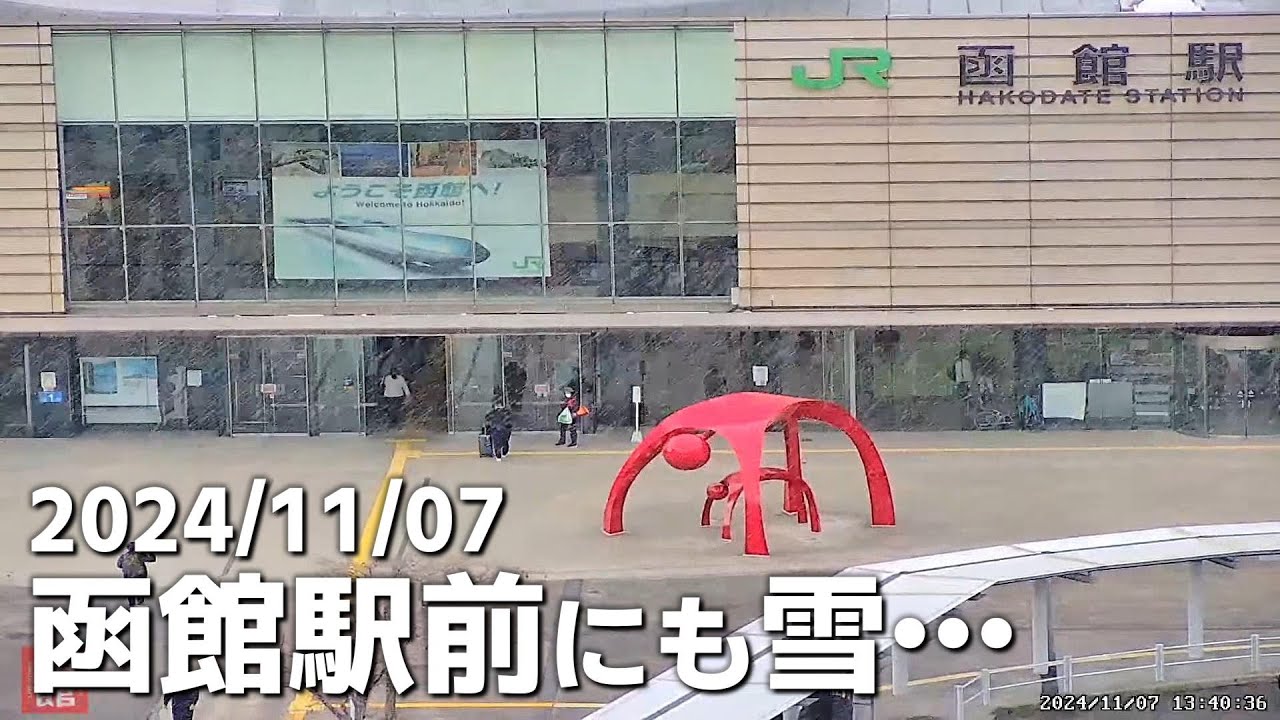 【Clips】函館駅前に雪が降りました＜2024年 初雪＞