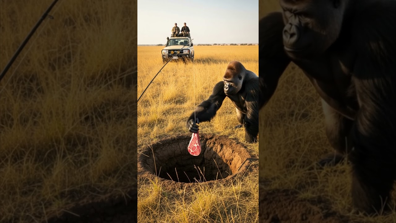 Will The GORILLA Step Into The Trap&hellip;Or Get Meat? 🦍🍖 Incredible Jungle Moment! #GORILLA