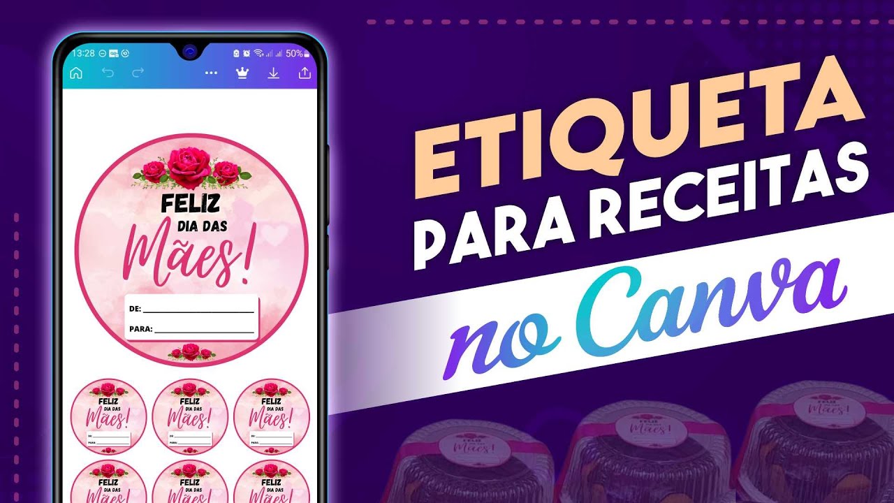 Como Fazer Etiqueta para Receitas do DIA DAS MÃES - Feito no Canva pelo Celular