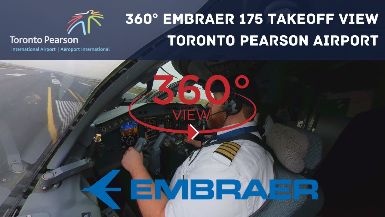 360° Embraer 175 Takeoff View - Toronto Pearson Airport