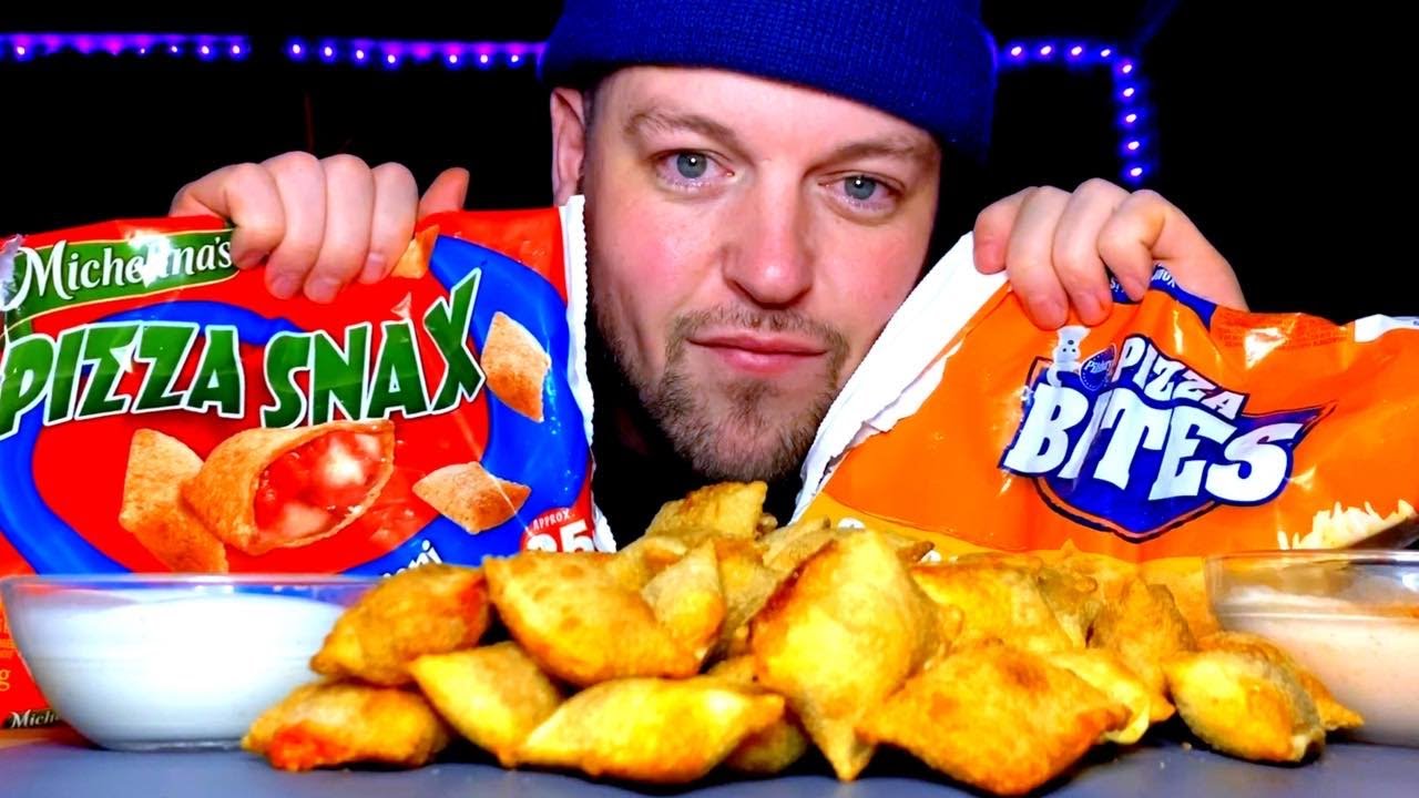 ASMR EATING A LOT OF PIZZA ROLLS/BRAND SHOOTOUT