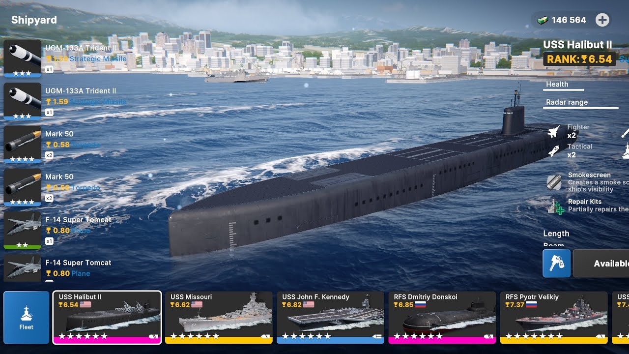 USS Halibut II - Warships Mobile - Gameplay details - Power by Snapdragon 870 
