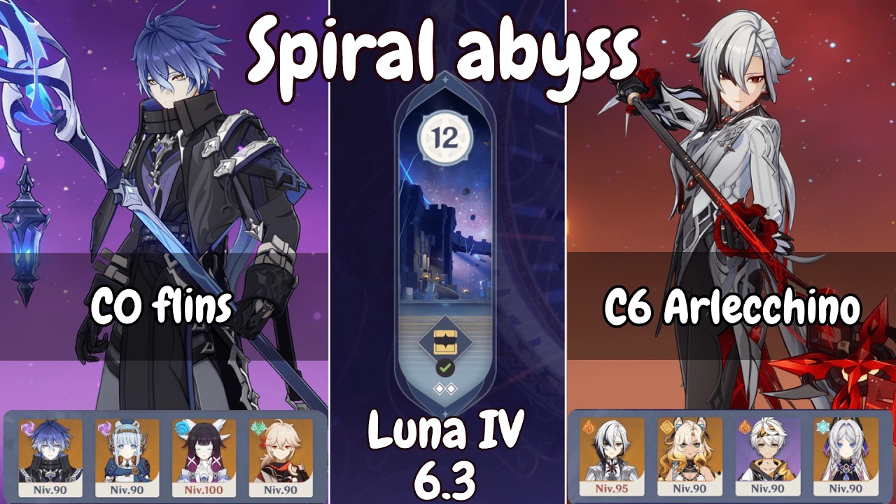 C0 Flins & C6 Arlecchino Spiral Abyss Genshin Impact 6.4 / Luna V