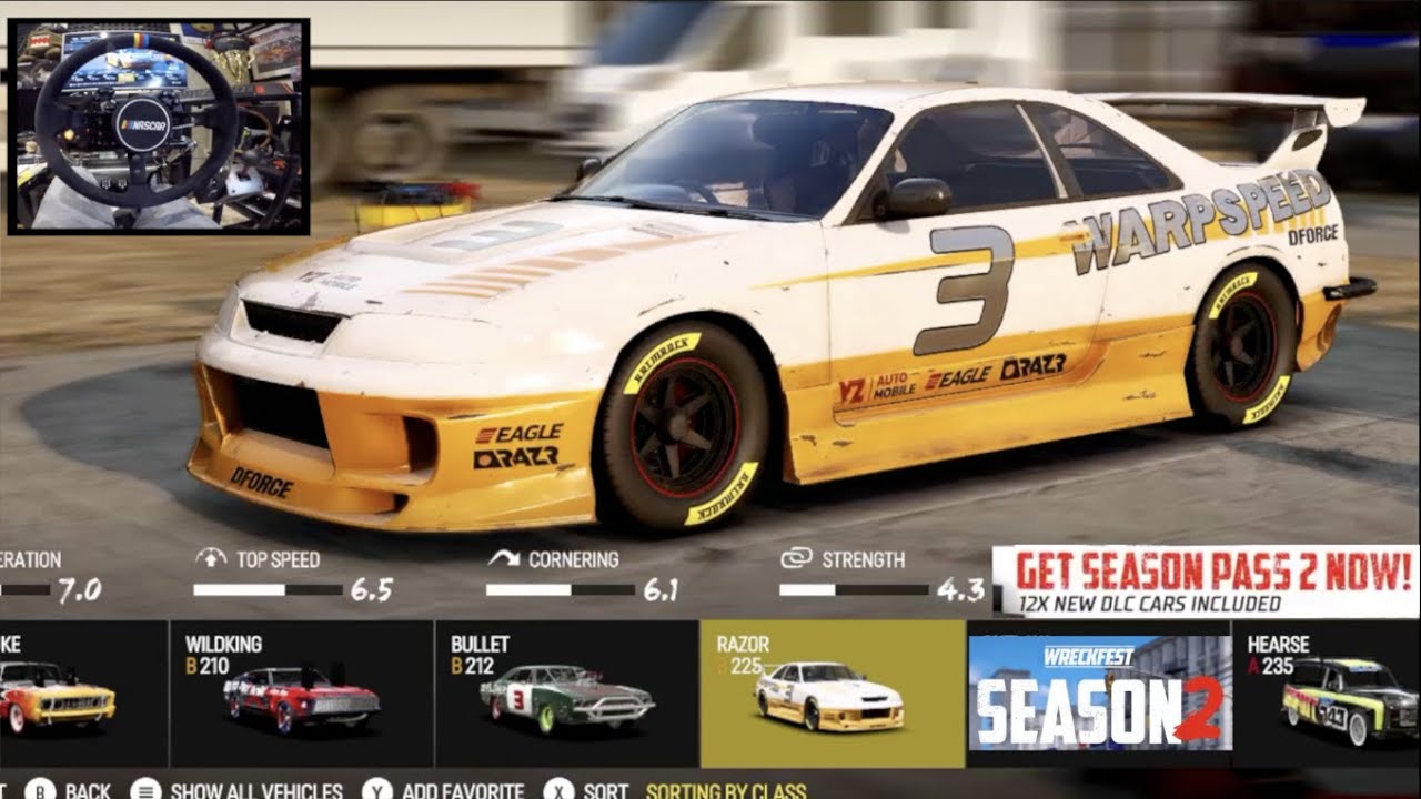 WreckFest XB1 GoPro - SEASON 2 IS OUT! NEW Skyline R33 (RAZOR) is FAST (Getaway Car Pack)