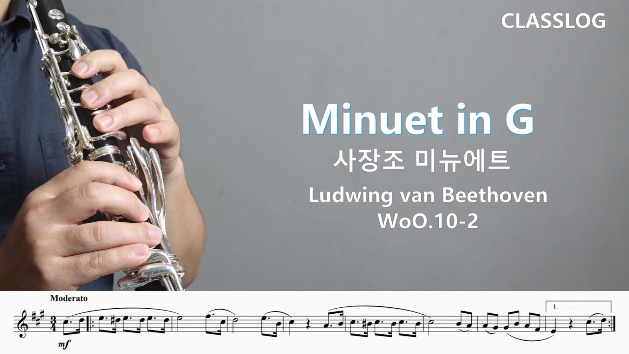 사장조 미뉴에트 클라리넷/ Minuet in G Beethoven WoO.10-2  Clarinet /베토벤 미뉴엣/맑은감성 휴식 기분전환 음악