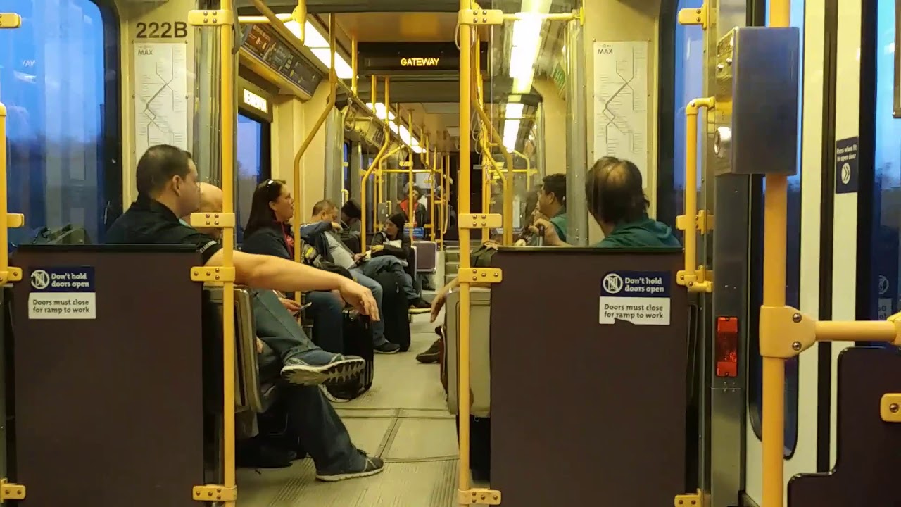 Short ride on TriMet MAX Light Rail Red Line to City Center / Beaverton from Parkrose to Gateway
