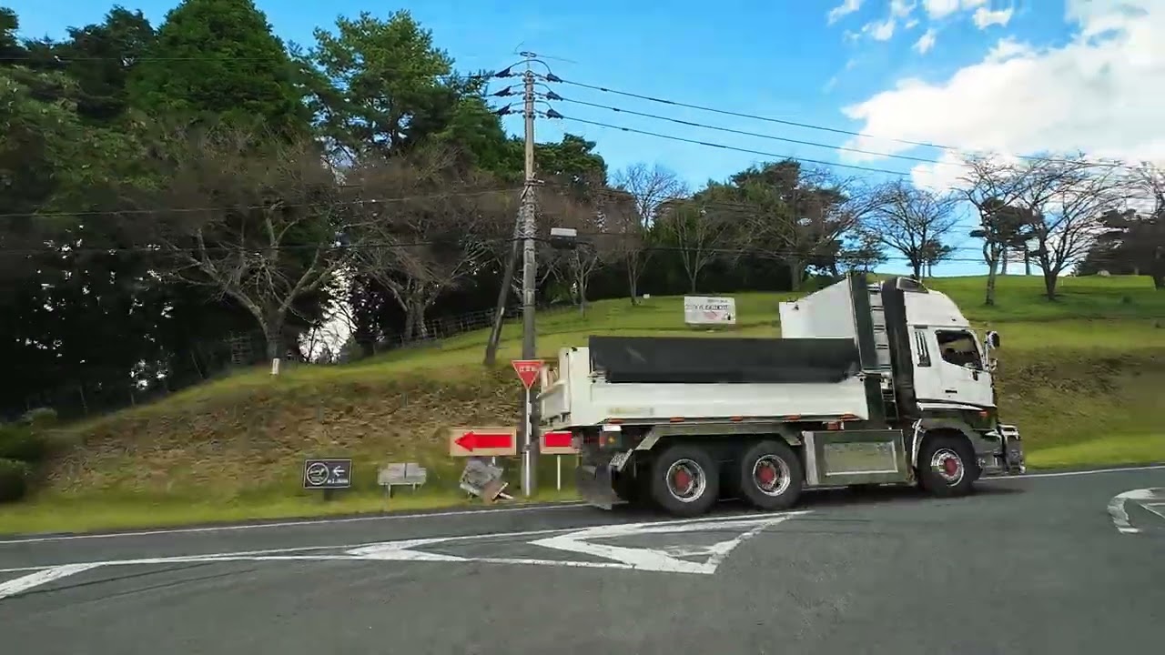車載動画３倍速、九州道 益城熊本空港IC～グリーンロード南阿蘇（ケニーロード）～道の駅あそ望の郷くぎの