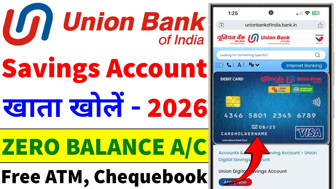 Union Bank Zero Balance Account Opening 2026 | Union Bank Account Opening Online