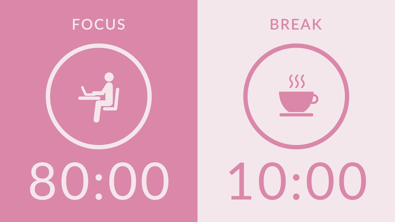 80/10 Pomodoro Timer with Pink Noise 🎧 6-Hour Study with Me for Deep Focus & ADHD ✨