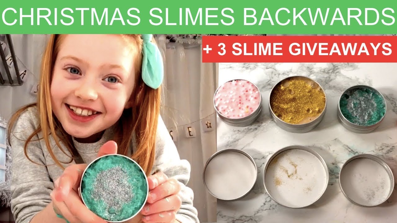 MAKING SLIMES BACKWARDS | REVERSE CHRISTMAS SLIMES | *SLIME GIVEAWAYS* | RUBY ROSE UK
