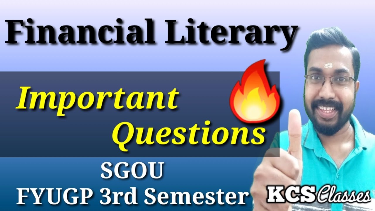 Financial Literacy| Important Questions 🔥| SGOU FYUGP 3rd Semester 