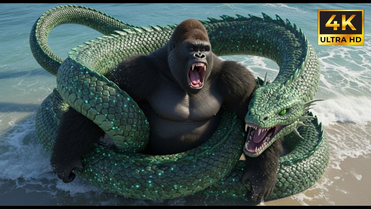 🦍 KING KONG vs. LEVIATHAN - Ocean Battle with Giant Sea Serpent. Kong destroy Sea Monster