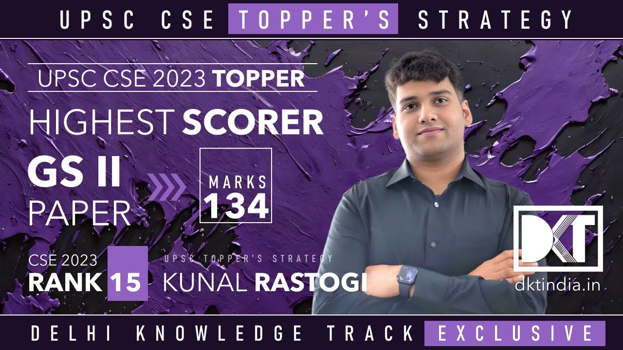 UPSC | Highest Scorer | Strategy for General Studies Paper 2 | By Kunal Rastogi, Rank 15 CSE 2023
