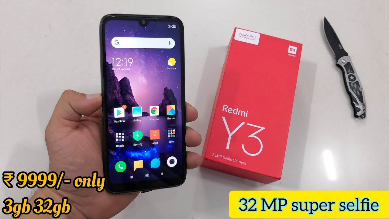 Redmi Y3 (Prime Black) 3gb 32gb unboxing & Review