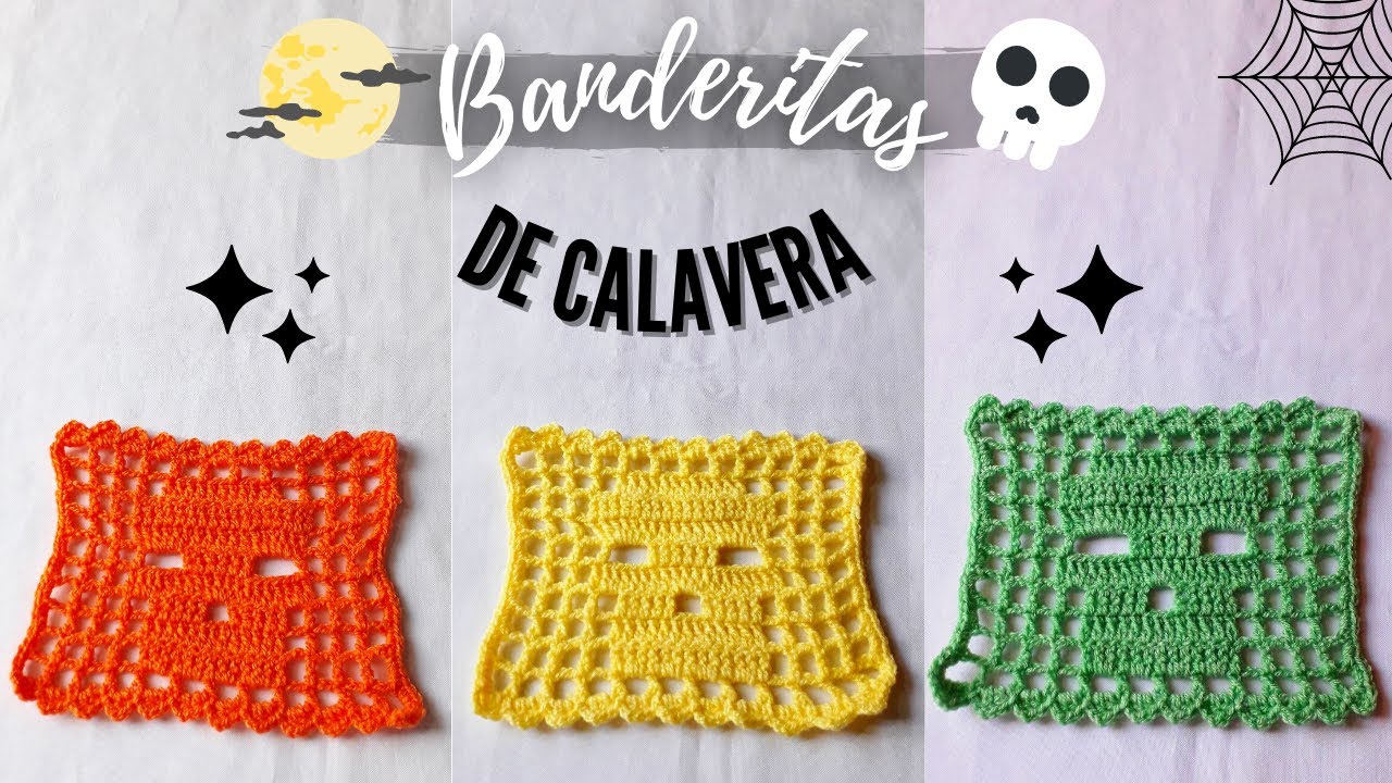 CÓMO HACER BANDERITAS O BANDERINES DE CALAVERA| TEJIDO A CROCHET| ESPECIAL HALLOWEEN 💀🎃