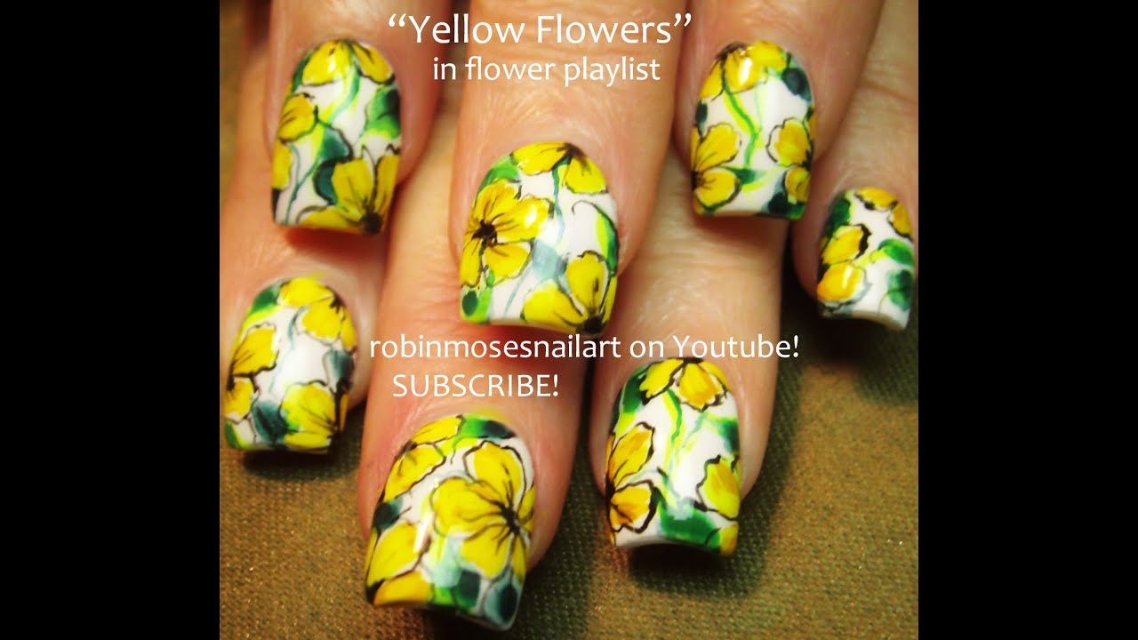 Nail Art! DIY Yellow Flower Nails! Fun floral Nail Design Tutorial!