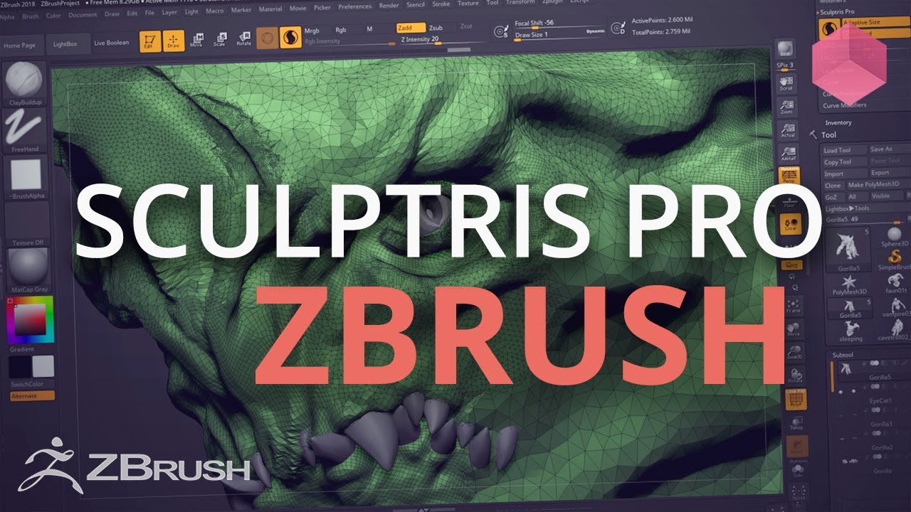 Использование Sculptris Pro в ZBrush 2018