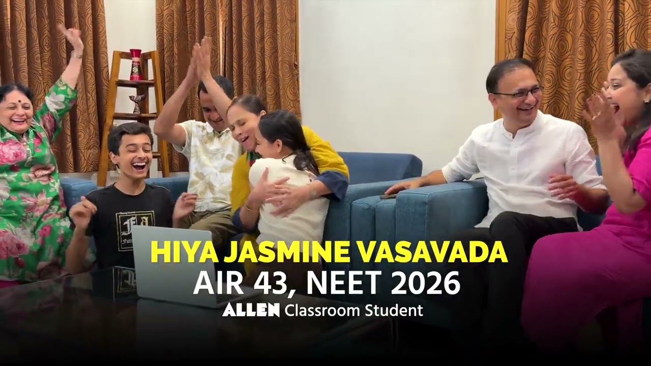 Result reaction of AIR 43, Hiya Jasmine Vasavada in NEET 2026.#neet2026 #allen #proudmoment