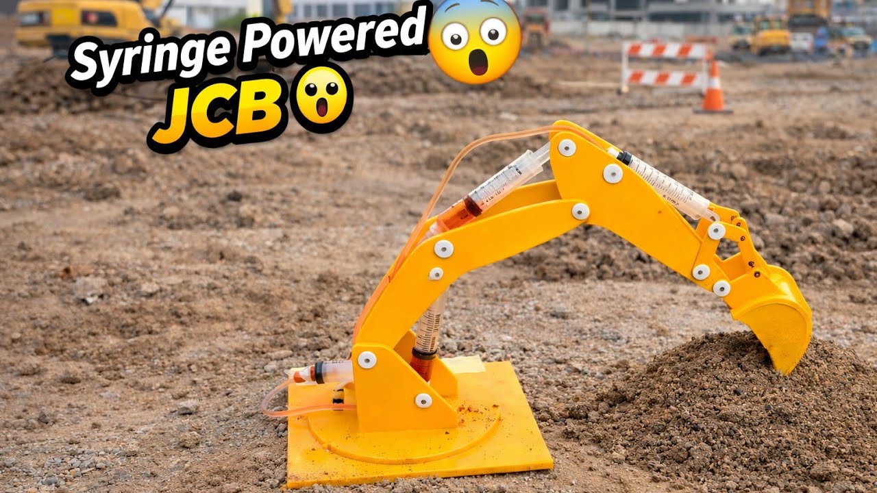 How to Make a Syringe Powered Mini JCB | DIY Hydraulic Excavator || Crafts With Bilal 