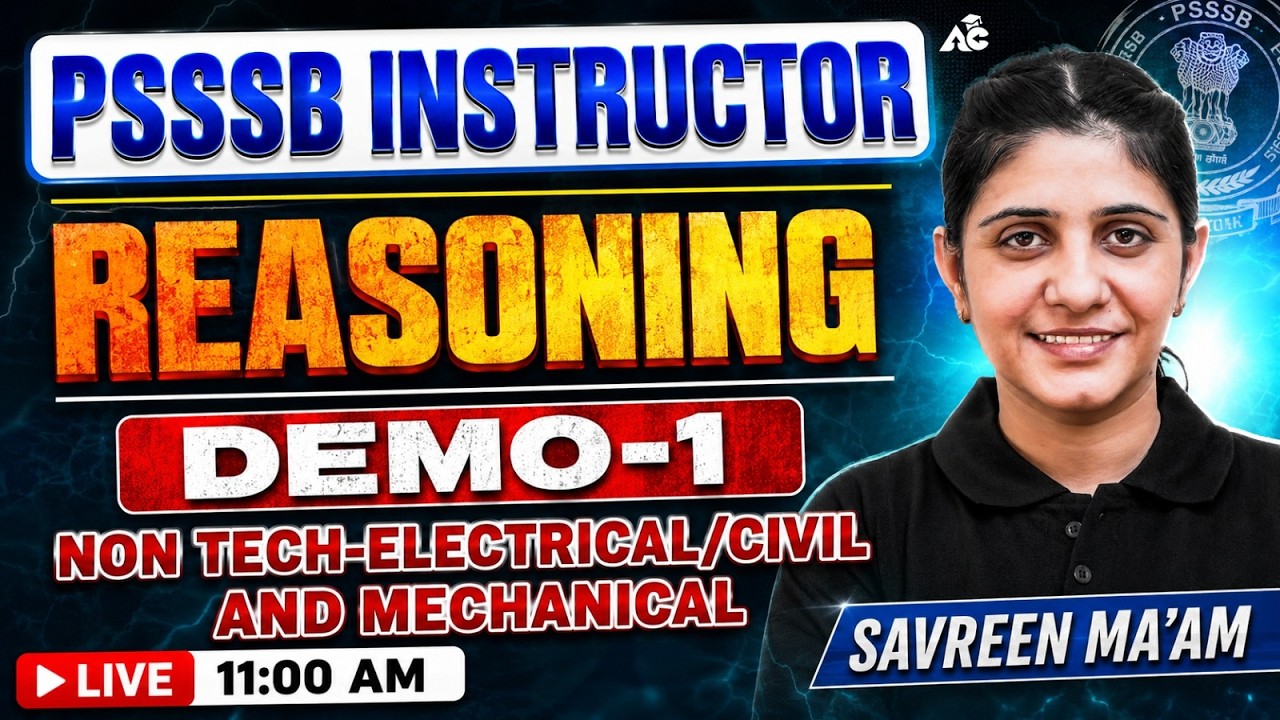 PSSSB Instructor Reasoning Demo Class 1 | Basics for Non-Tech, Electrical, Civil & Mechanical